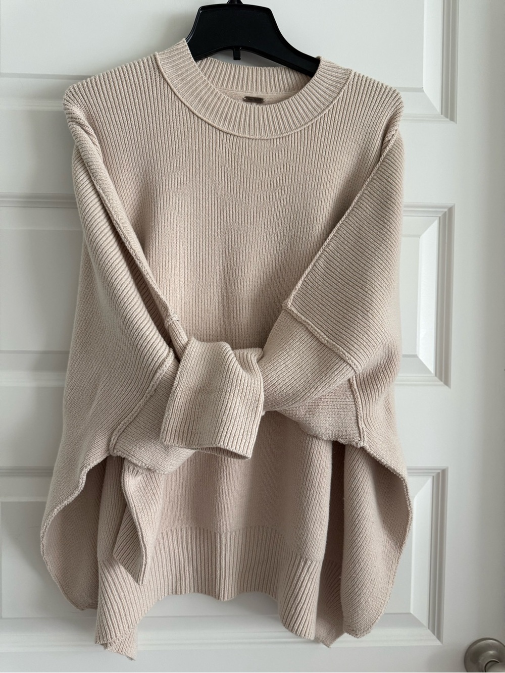 Free People Oversized Scoop-Neck Sweater in Light Beige